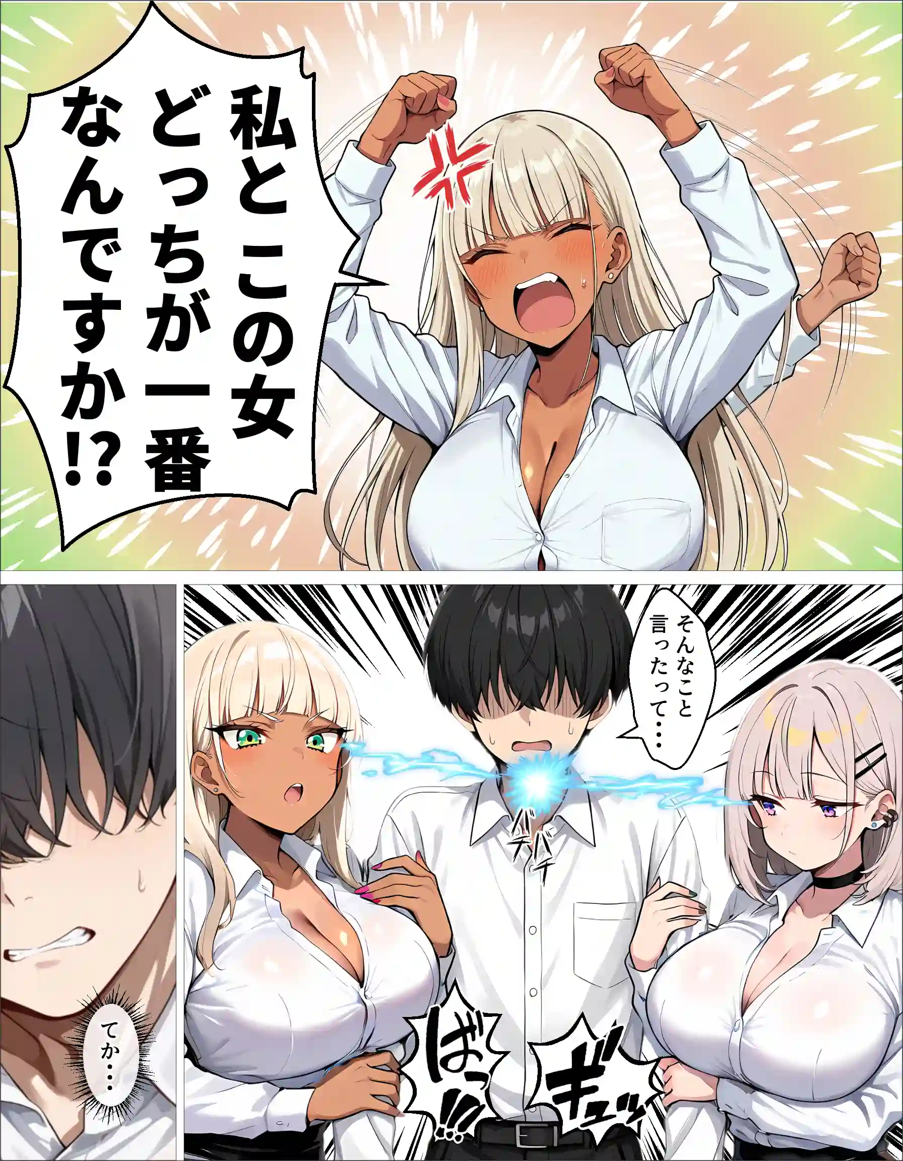 新卒の黒ギャルとダウナーギャルが「2人で」搾精してくれる話 - 009