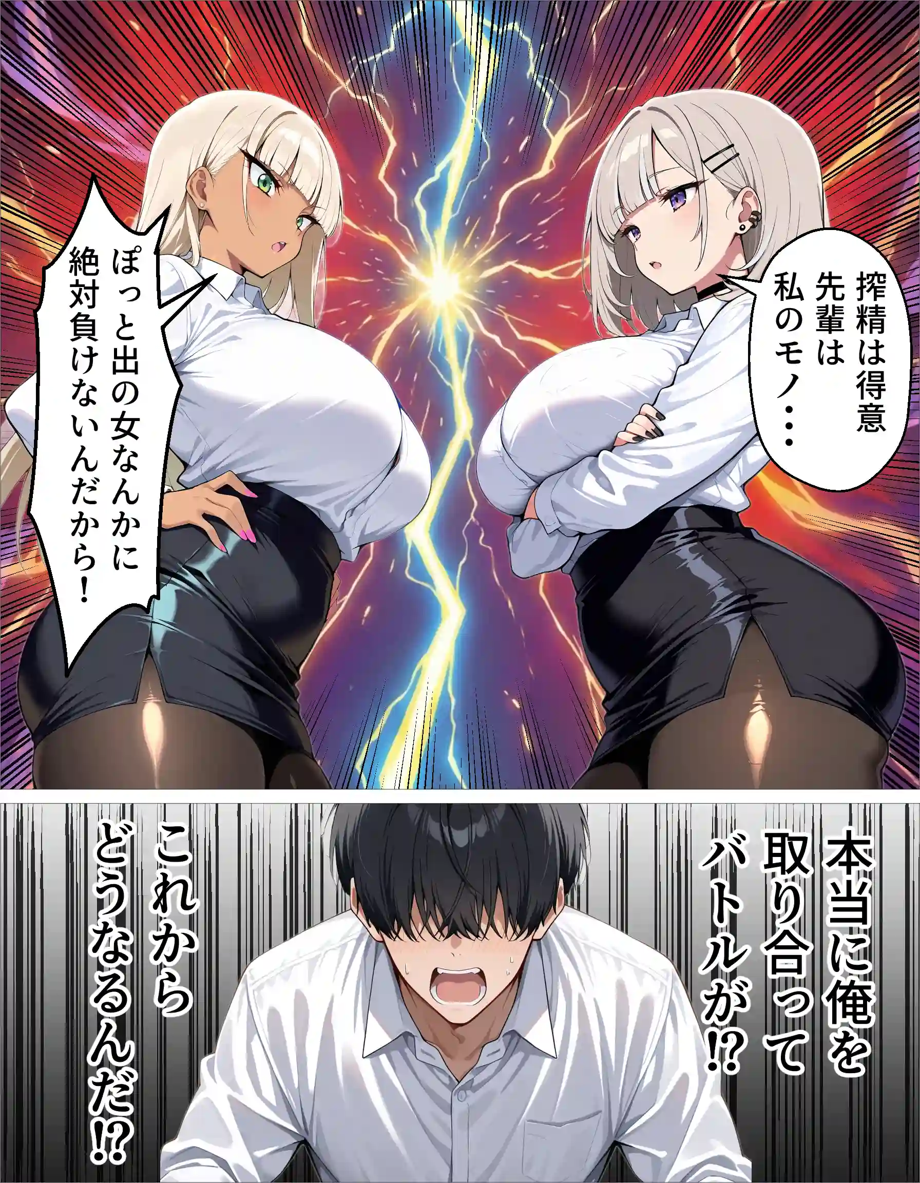 新卒の黒ギャルとダウナーギャルが「2人で」搾精してくれる話 - 023