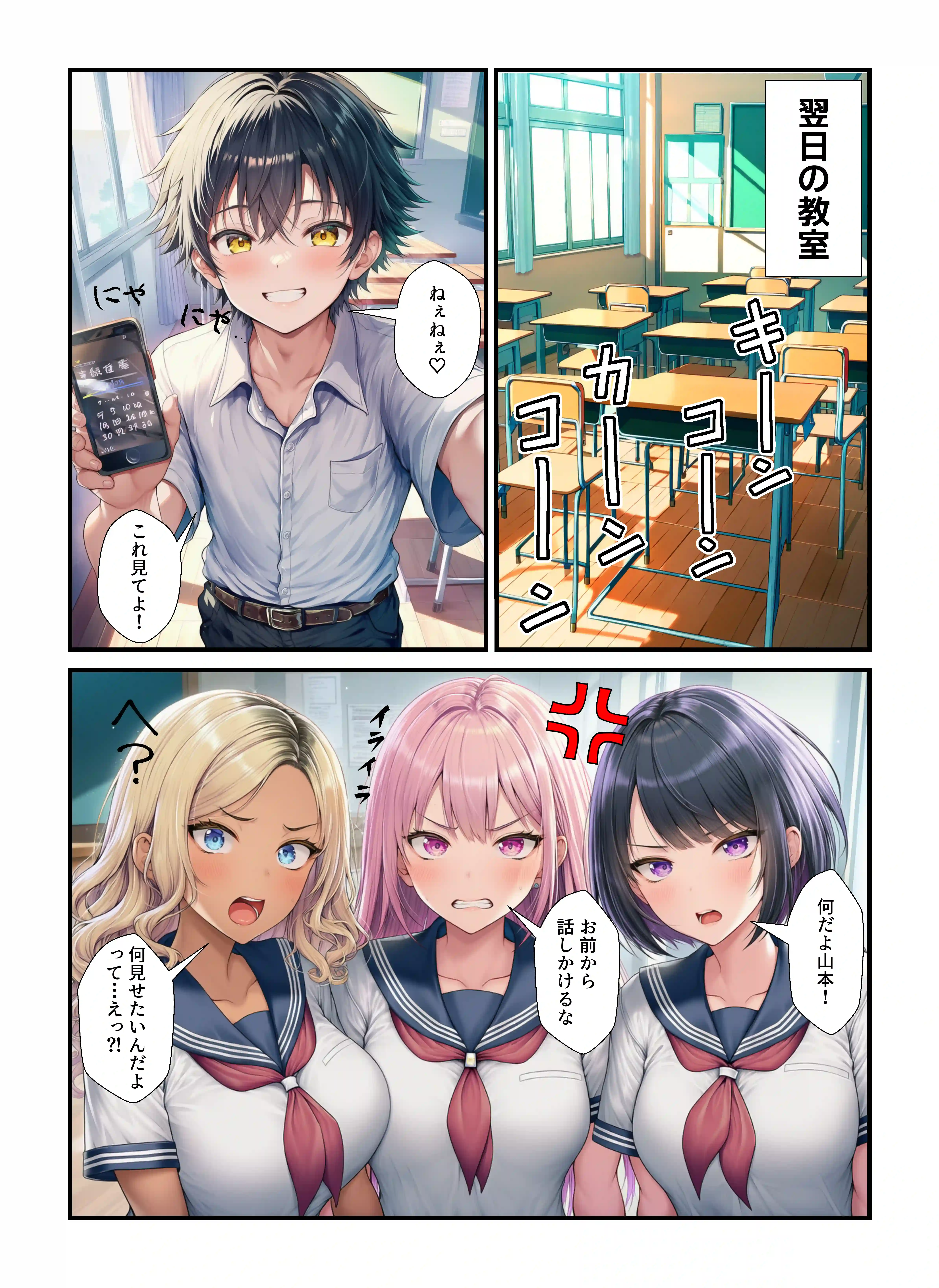 オレを馬鹿にするギャルJK3人組の秘密を握りオナホ化してやった！ - 003