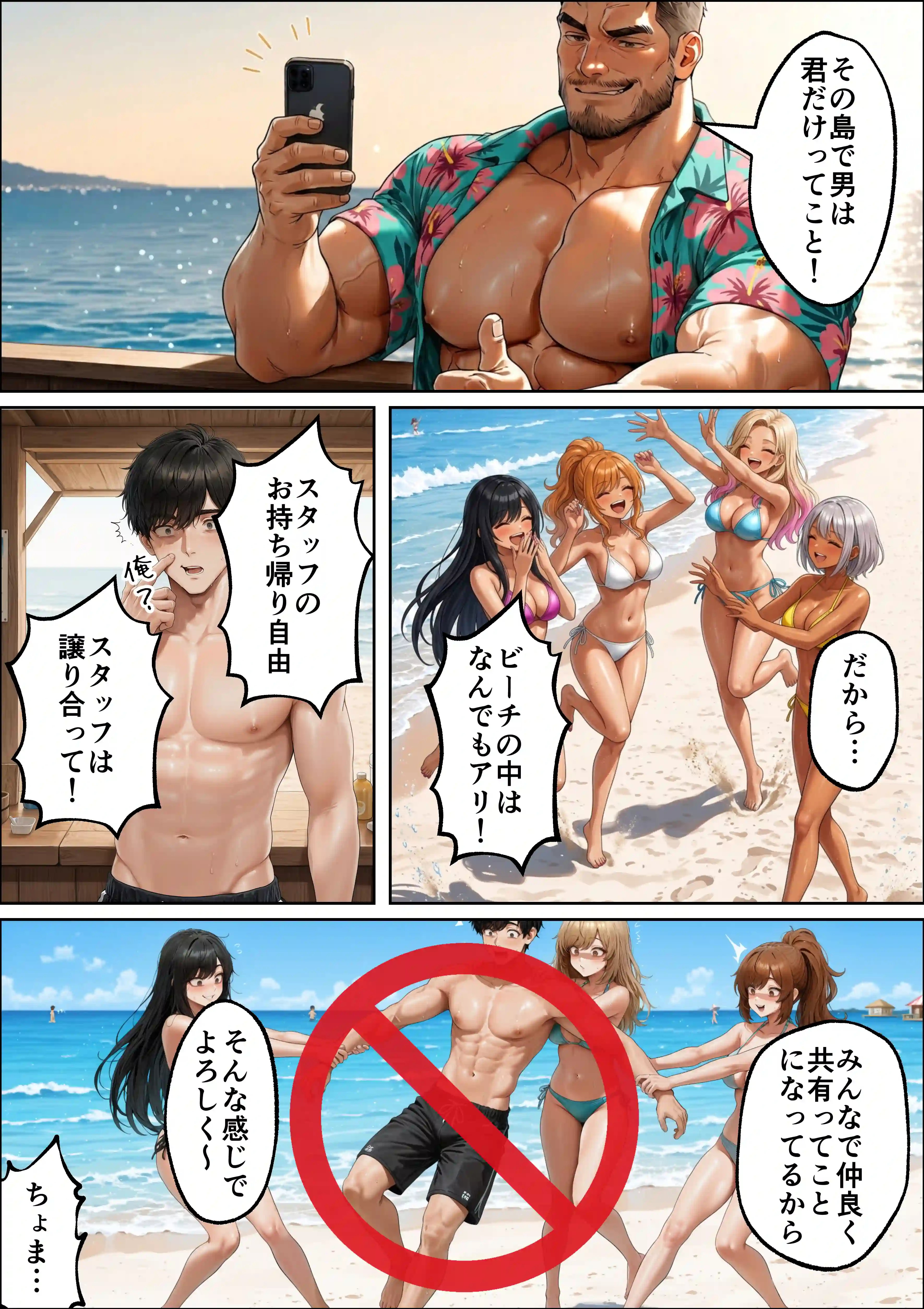 海の家バイトに行ったら、ギャル専用プライベートビーチで逆ナンされまくった話 - 005