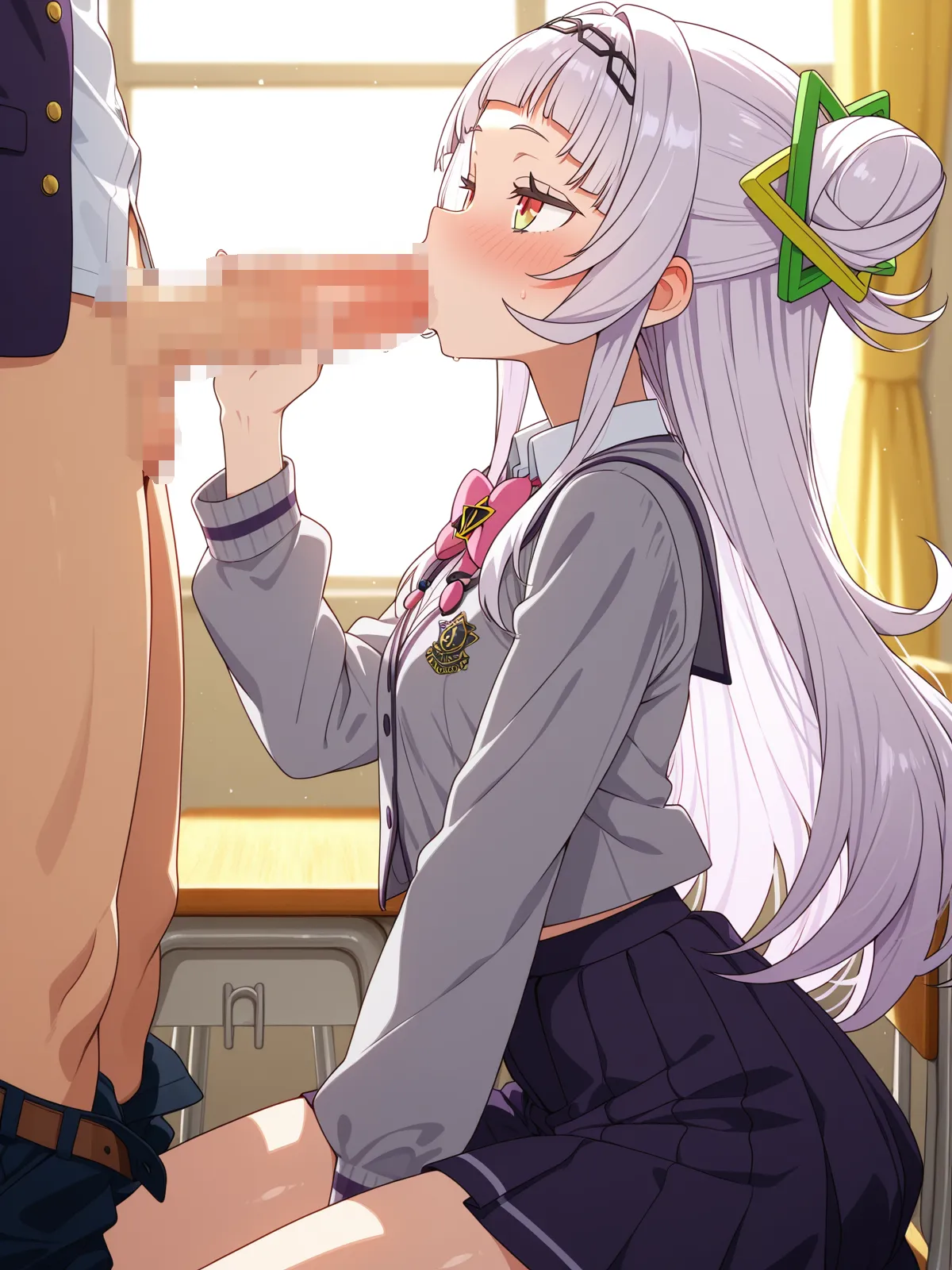 【紫咲シオンエロ画像】紫咲シオンがフェラをしちゃう上にボテ腹に！教室でコスプレしつつセックスも堪能しちゃう！ - PAGE 009