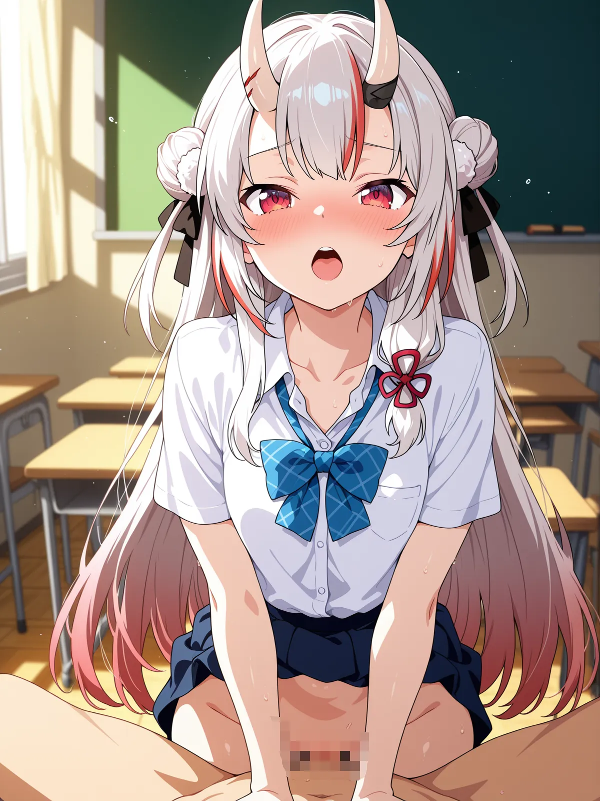 【百鬼あやめエロ画像】百鬼あやめが教室でデカチンフェラしちゃう！教室でセックスに拘束プレイまでしちゃう！ - PAGE 020