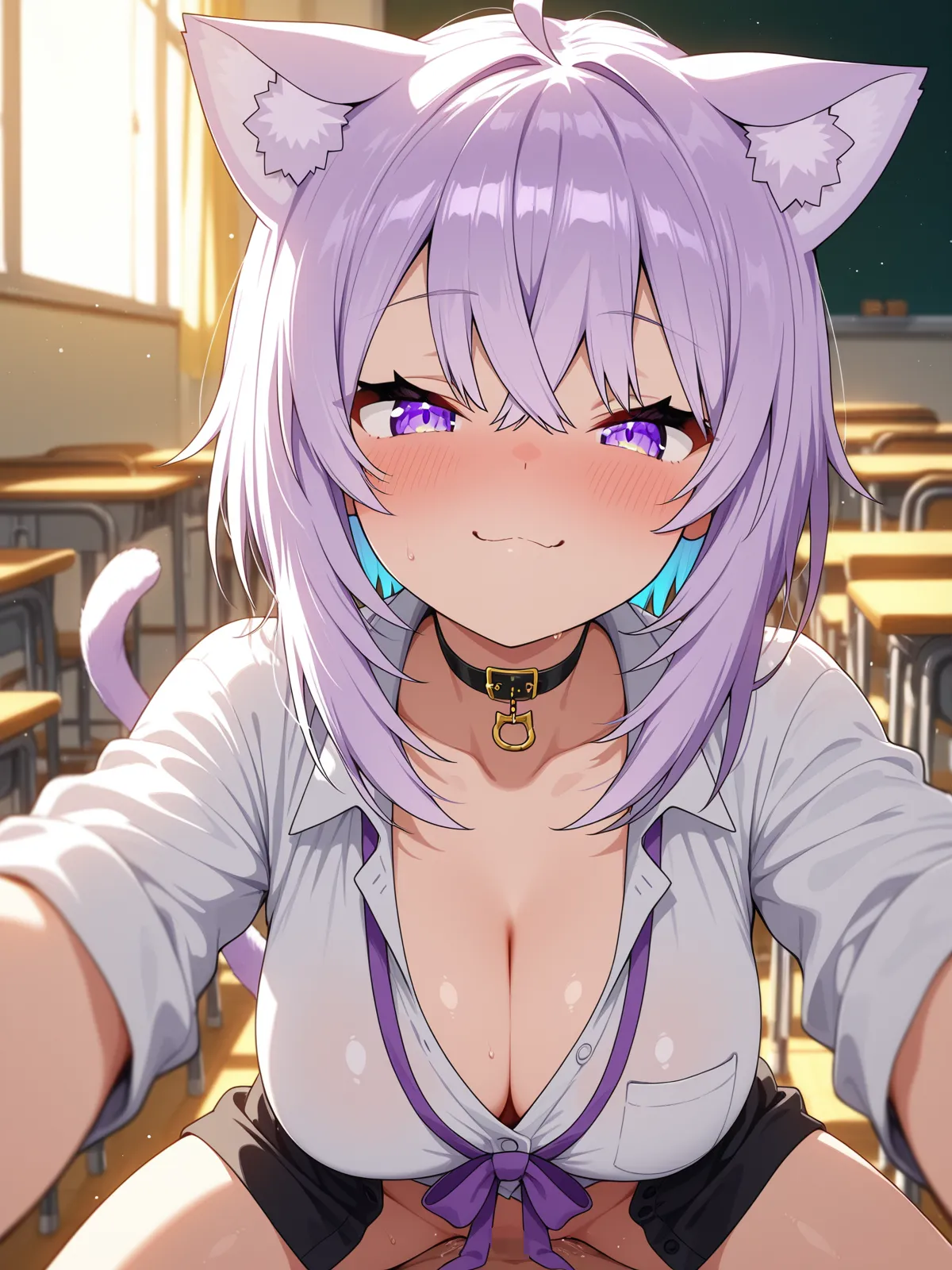 【猫叉おかゆエロ画像】セックスが好きそうな猫叉おかゆがフェラチオ！巨乳が揺れるぐらいハードなプレイ！ - PAGE 017