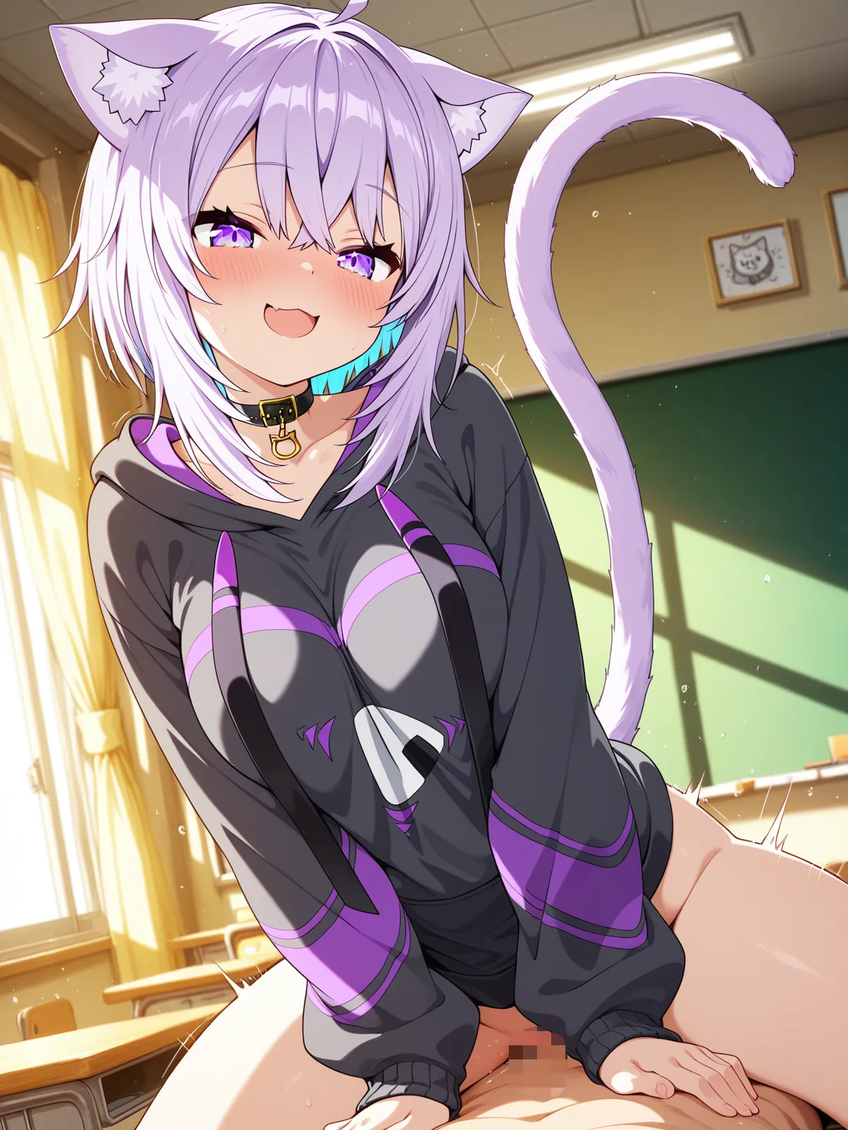 【猫叉おかゆエロ画像】セックスが好きそうな猫叉おかゆがフェラチオ！巨乳が揺れるぐらいハードなプレイ！ - PAGE 024