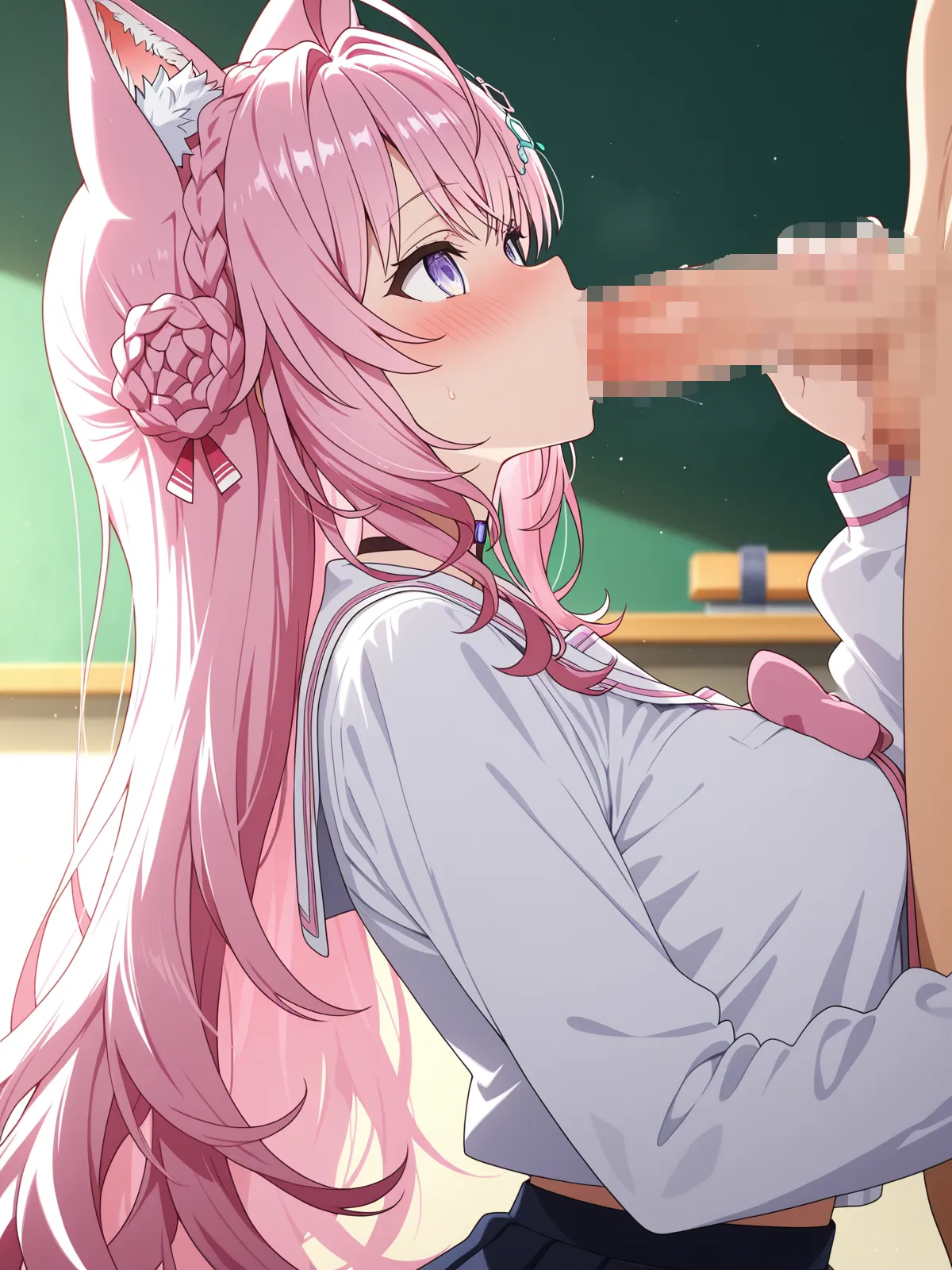 【博衣こよりエロ画像】博衣こよりが発情しかのようなフェラチオ！ケモ耳がより可愛くエロく見えちゃうセックスを！ - PAGE 011