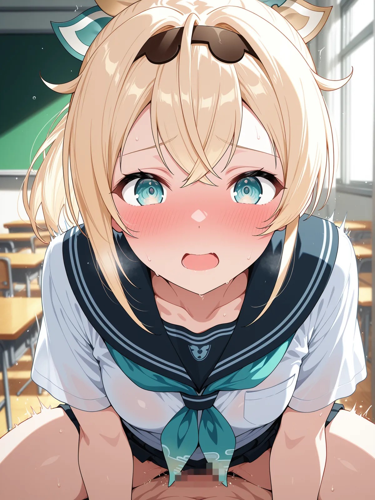 【風真いろはエロ画像】フェラチオがエッチな風真いろはが教室エッチ！セックス中出し貧乳侍がエロい！ - PAGE 020