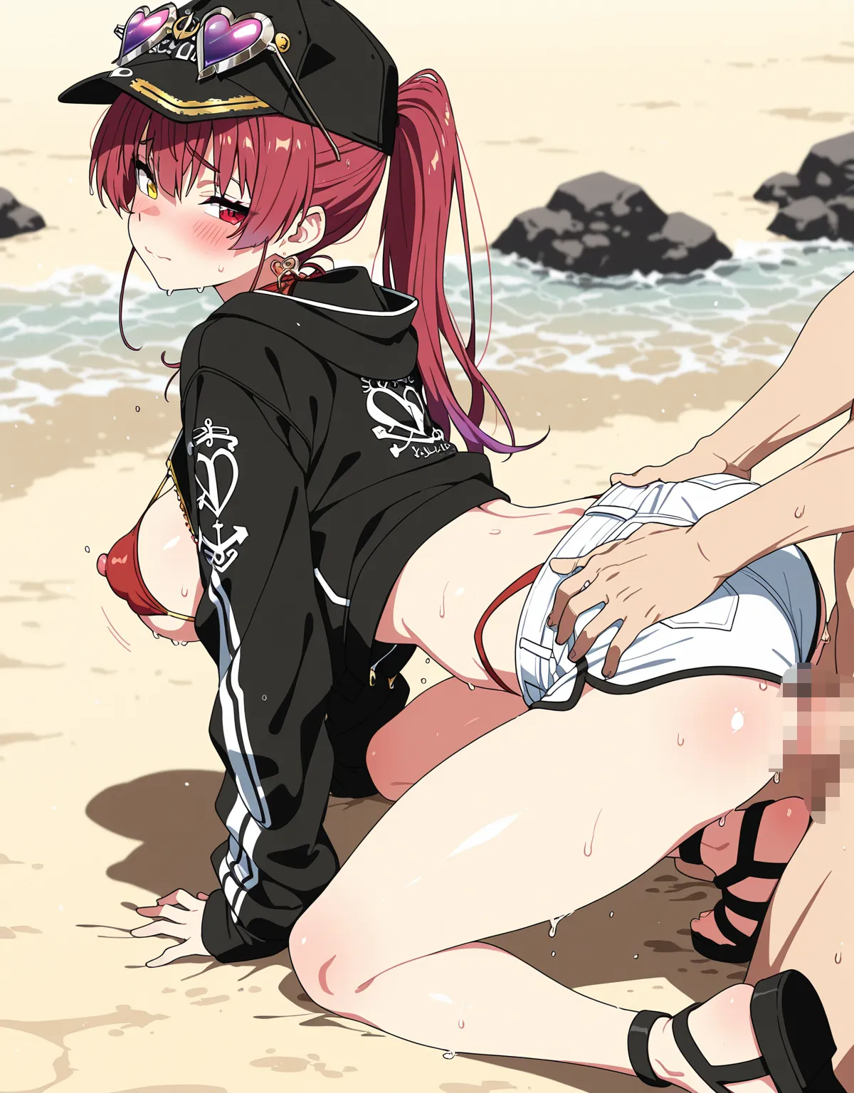 【宝鐘マリンエロ画像】シスター宝鐘マリンが教会でもセックス！しょうがない顔してノリノリな船長！ - PAGE 019