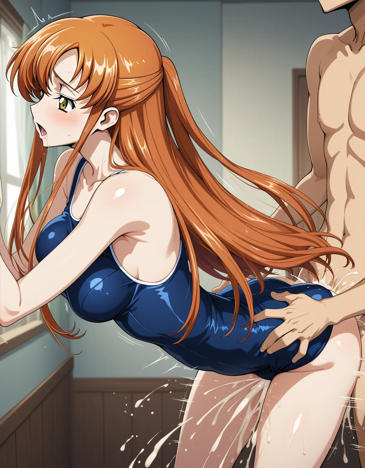 【コードギアスエロ画像】シャーリーのスク水着衣セックス！モデル体型の身体を独り占め！巨根セックスの快楽に溺れアヘ顔連発！ - PAGE 036