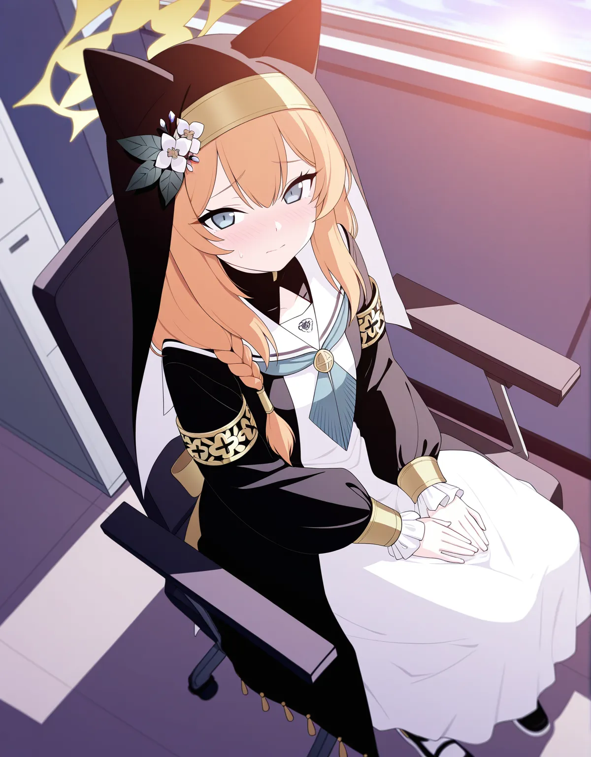 【ブルーアーカイブエロ画像】シスターフッドのマリーが着衣セックス！スレンダーですらっとした肉付きにシスターを犯す背徳感！ - PAGE 001