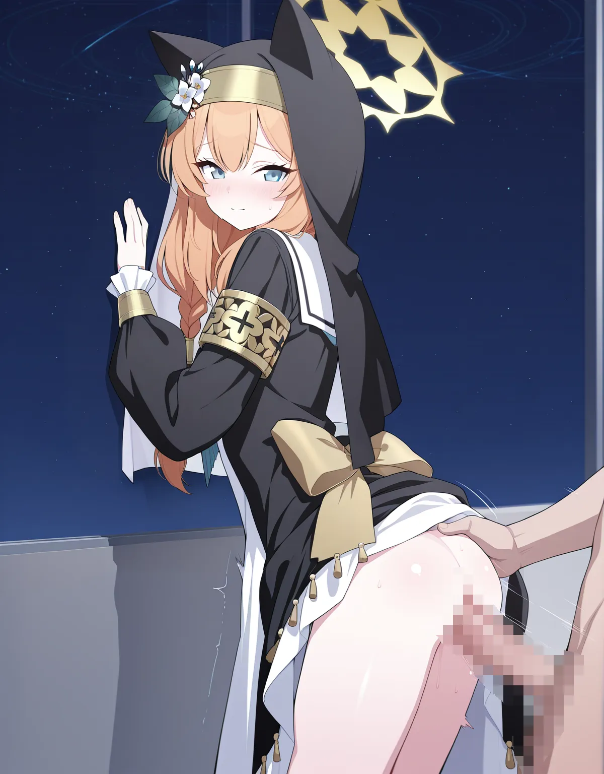 【ブルーアーカイブエロ画像】シスターフッドのマリーが着衣セックス！スレンダーですらっとした肉付きにシスターを犯す背徳感！ - PAGE 002