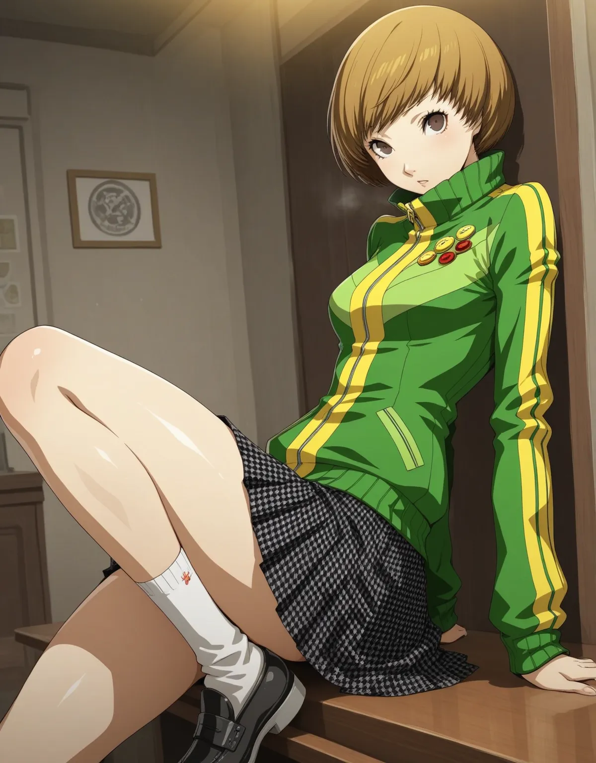 【ペルソナ4エロ画像】里中千枝がジャージのまま犯されてしまう！スパイダー騎乗位にノリノリパイズリまでメス顔を晒してしまう！ - PAGE 001