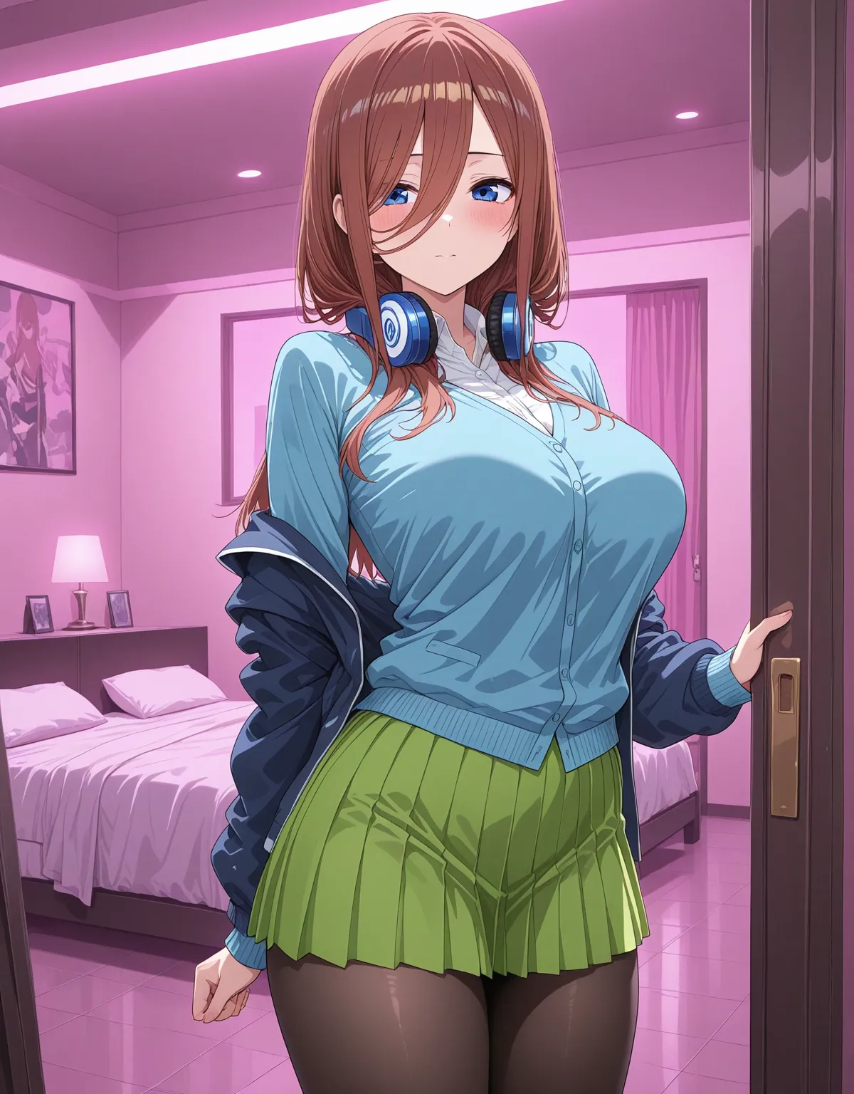 【五等分の花嫁エロ画像】中野三玖が制服のまま騎乗位セックスからフェラチオまで！タイツを着たままムチムチ具合を見せつけて射精不可避！ - PAGE 001