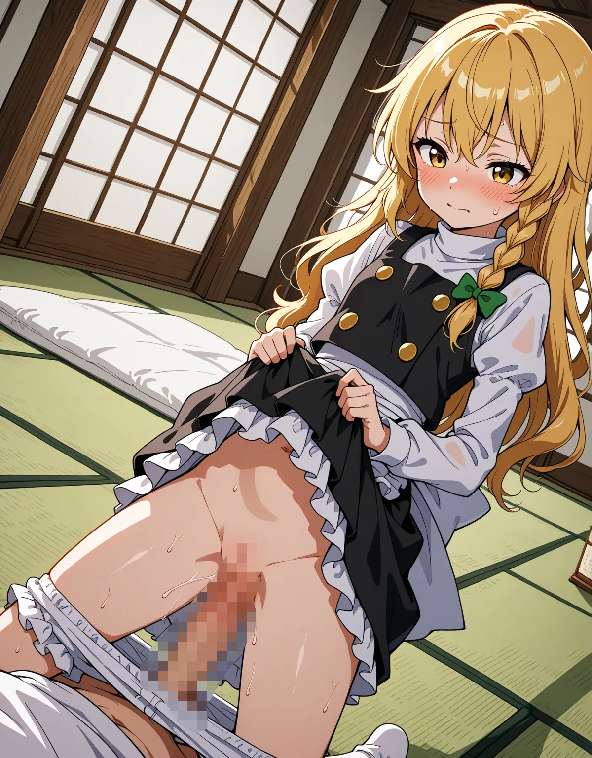 【東方Projectエロ画像】霧雨魔理沙が流されるままにセックスをしちゃう！金髪貧乳美少女が和食派なのもあって和室での生ハメが似合っちゃう！ - PAGE 008