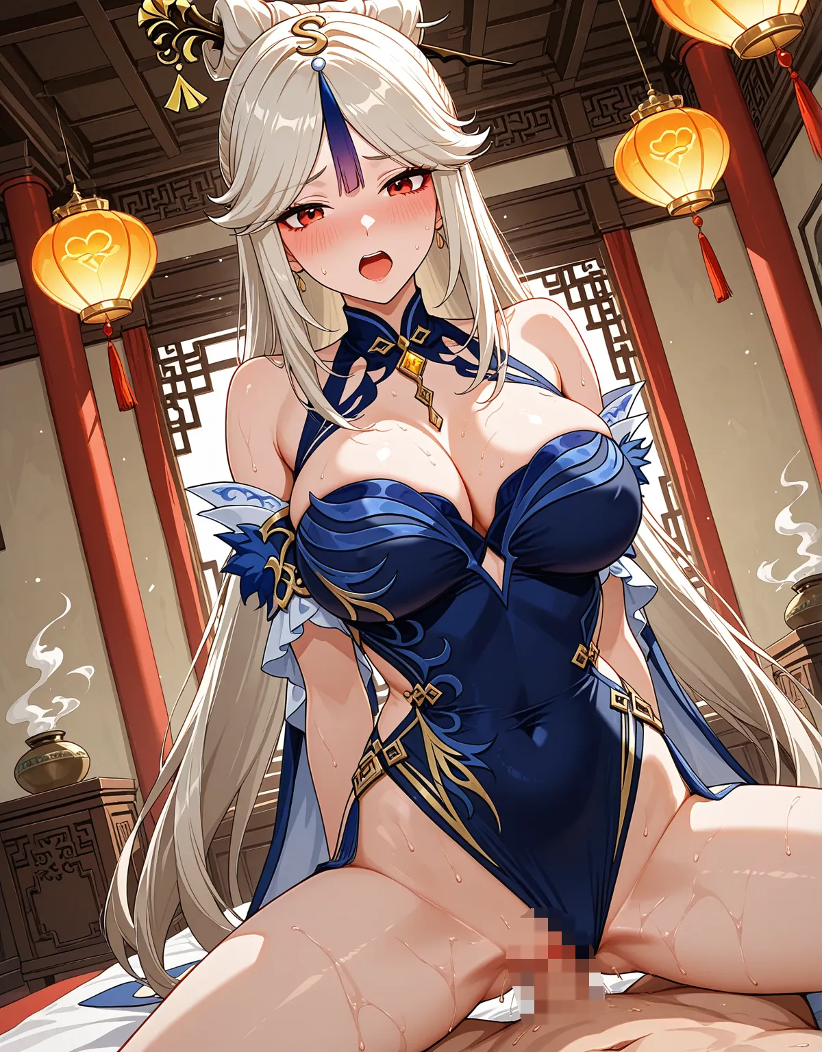 【原神エロ画像】凝光が紗の幽蘭を着てセックスでアヘ顔！スタイル抜群の長身巨乳美人の見た目がエロすぎる！ - PAGE 003