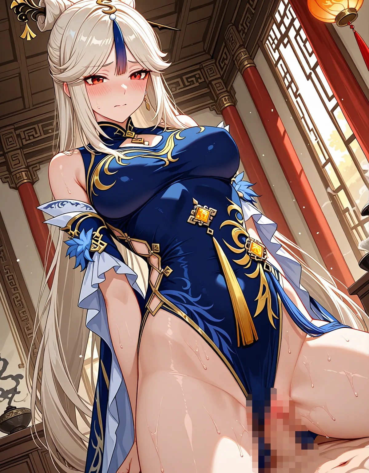 【原神エロ画像】凝光が紗の幽蘭を着てセックスでアヘ顔！スタイル抜群の長身巨乳美人の見た目がエロすぎる！ - PAGE 004