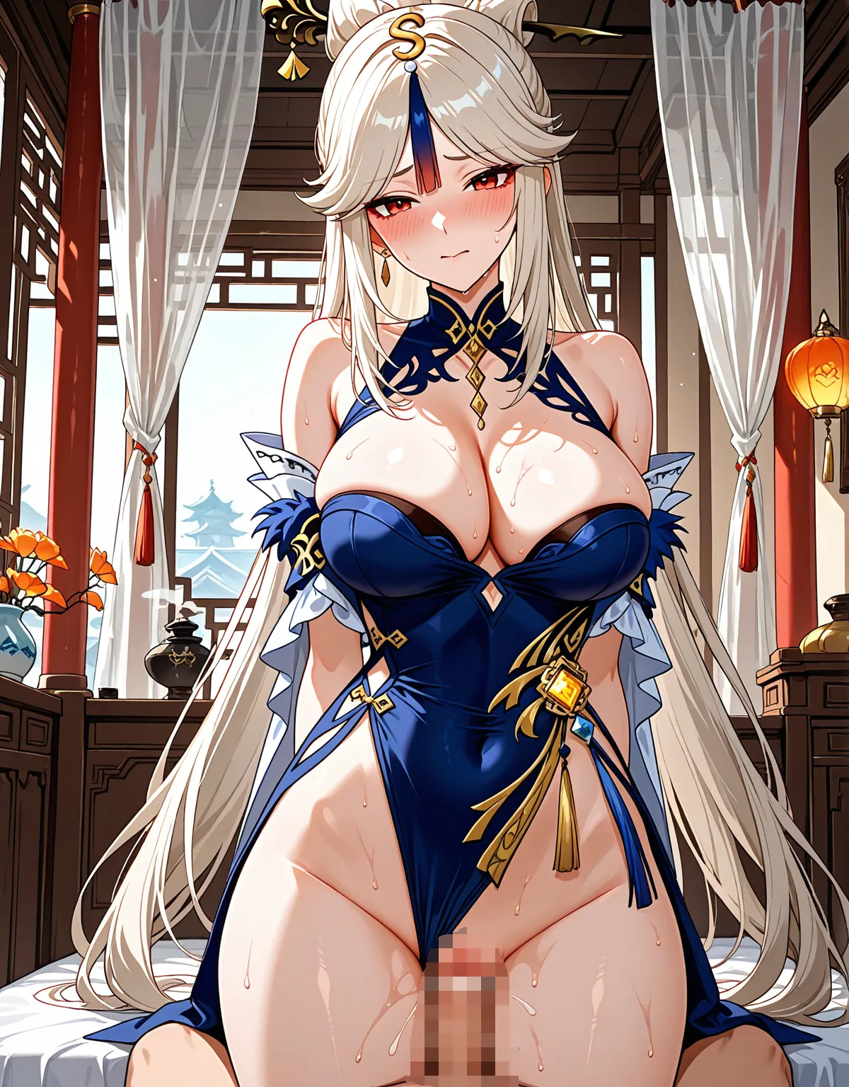 【原神エロ画像】凝光が紗の幽蘭を着てセックスでアヘ顔！スタイル抜群の長身巨乳美人の見た目がエロすぎる！ - PAGE 007