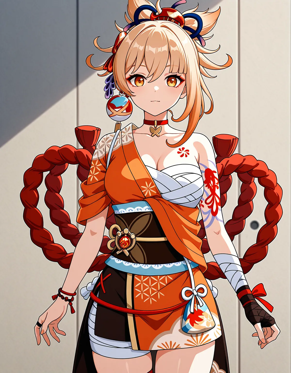 【原神エロ画像】宵宮が衣装をはだけさせながらセックスで感じまくり！下着が細い布なので余計にエロくて堪らない！ - PAGE 001