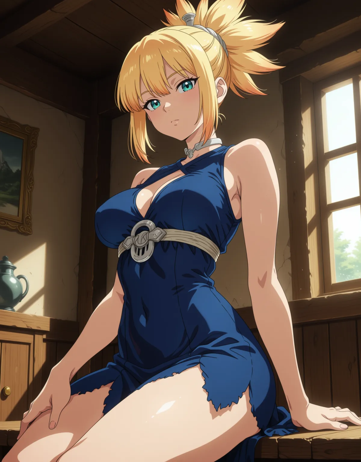 【Dr.STONEエロ画像】コハクが引き締まった体を見せつけるように！ストーンワールドでセックスにハマってしまったら何時間もやってしまうこと間違いなし！ - PAGE 001