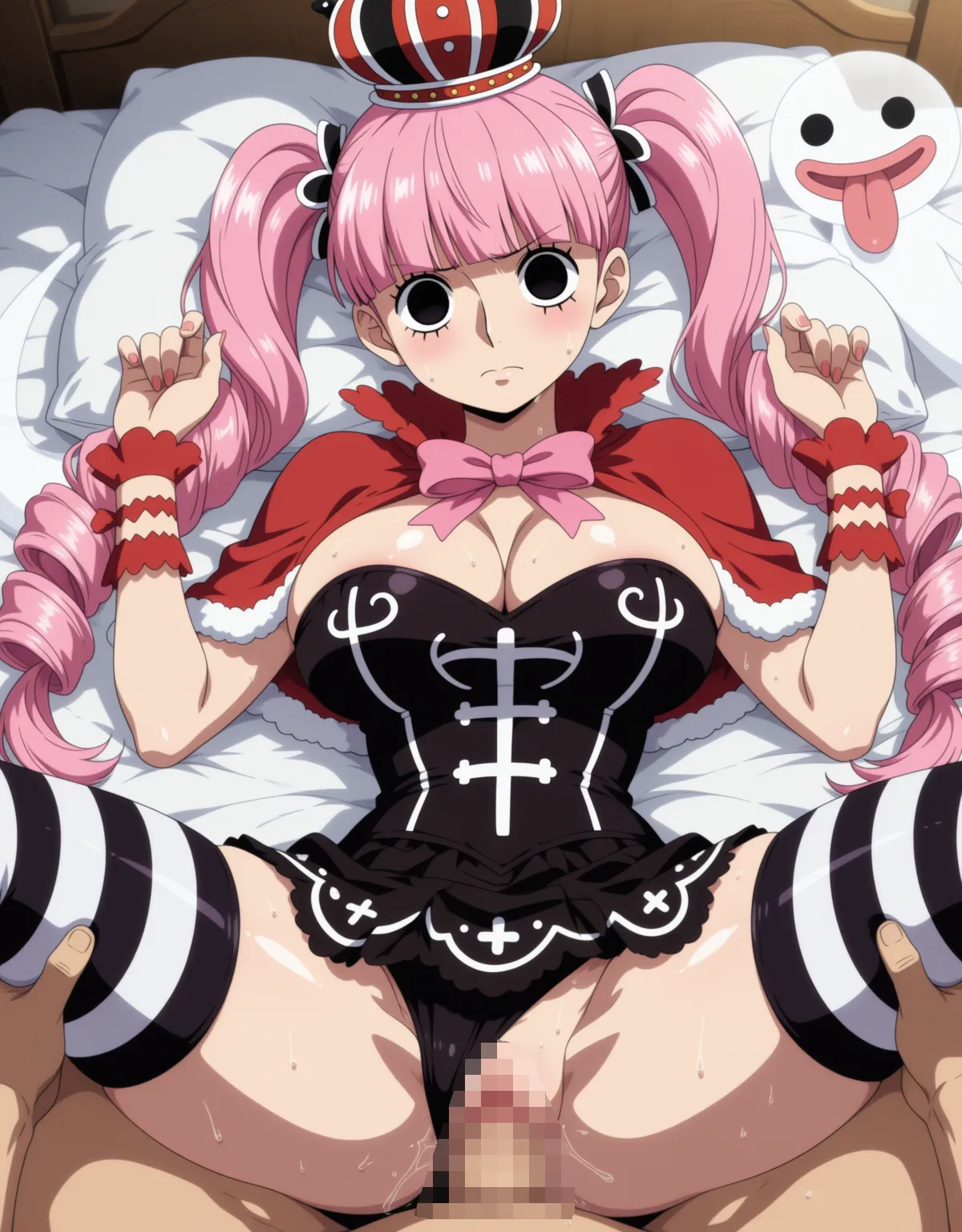 【ONEPIECEエロ画像】ペローナが恥ずかしがりながらもセックスしまくっちゃう！ムチムチボディを披露しながらフェラや騎乗位セックスでお互い気持ちよく絶頂に捗る！ - PAGE 047