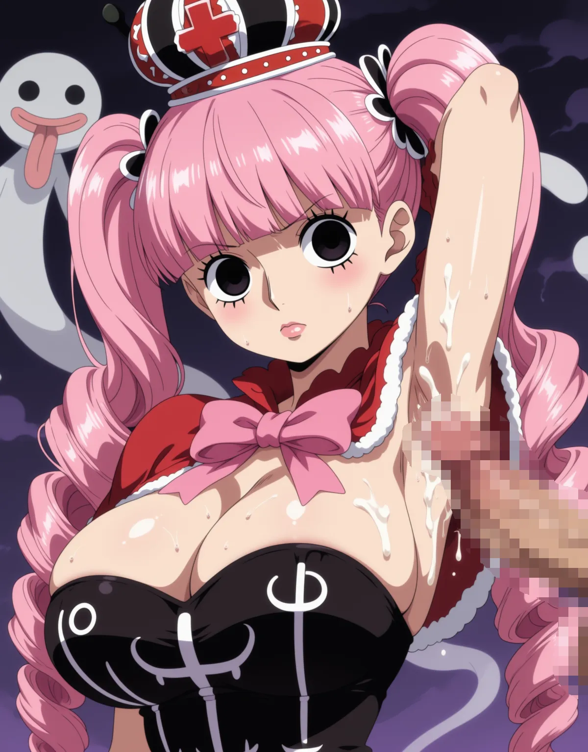 【ONEPIECEエロ画像】ペローナが恥ずかしがりながらもセックスしまくっちゃう！ムチムチボディを披露しながらフェラや騎乗位セックスでお互い気持ちよく絶頂に捗る！ - PAGE 050