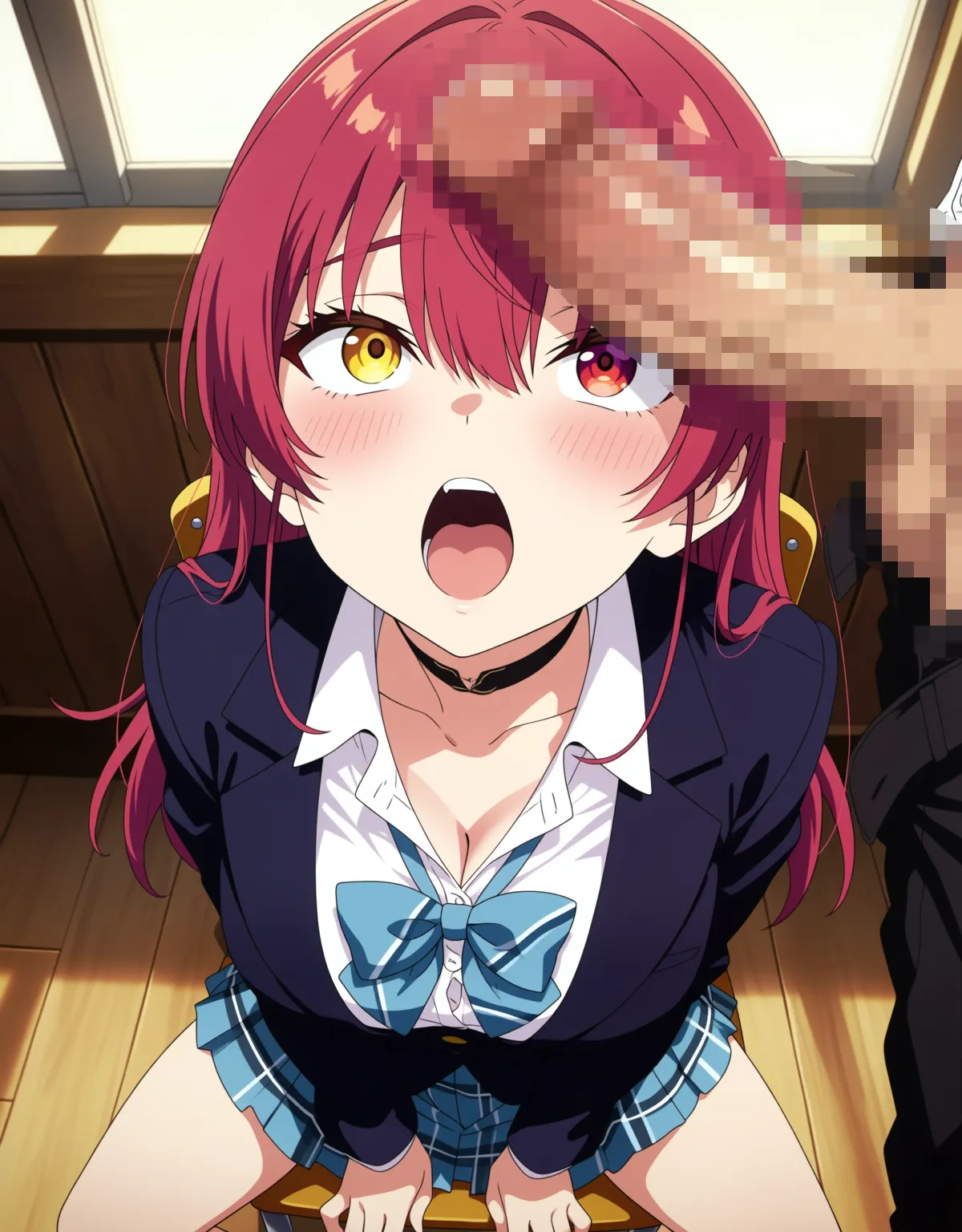 【宝鐘マリンエロ画像】制服で宝鐘マリンがフェラからこっそりセックスまで！制服がはち切れそうなぐらいのムチムチ具合にたまらず射精してしまいそうに！ - PAGE 050