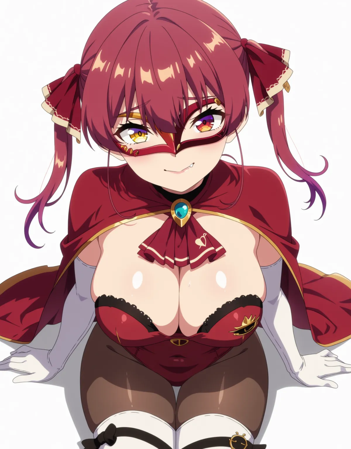 【宝鐘マリンエロ画像】パイパイ仮面衣装の宝鐘マリンが露骨なセックスアピールでハメハメ！普段より妖艶な雰囲気と仮面で何回戦でもぶっかけ中出しセックス出来てしまう！