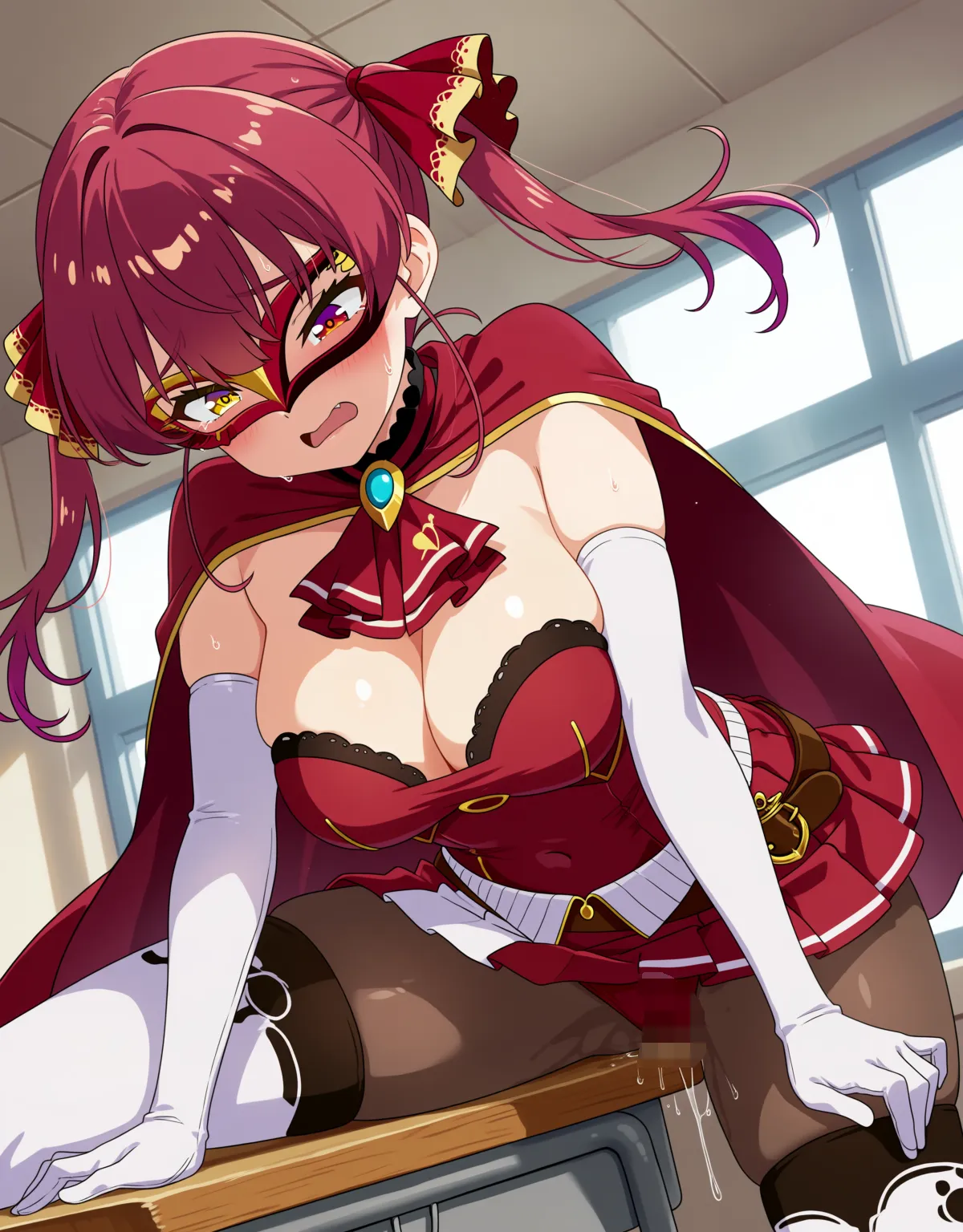 【宝鐘マリンエロ画像】パイパイ仮面衣装の宝鐘マリンが露骨なセックスアピールでハメハメ！普段より妖艶な雰囲気と仮面で何回戦でもぶっかけ中出しセックス出来てしまう！ - PAGE 031