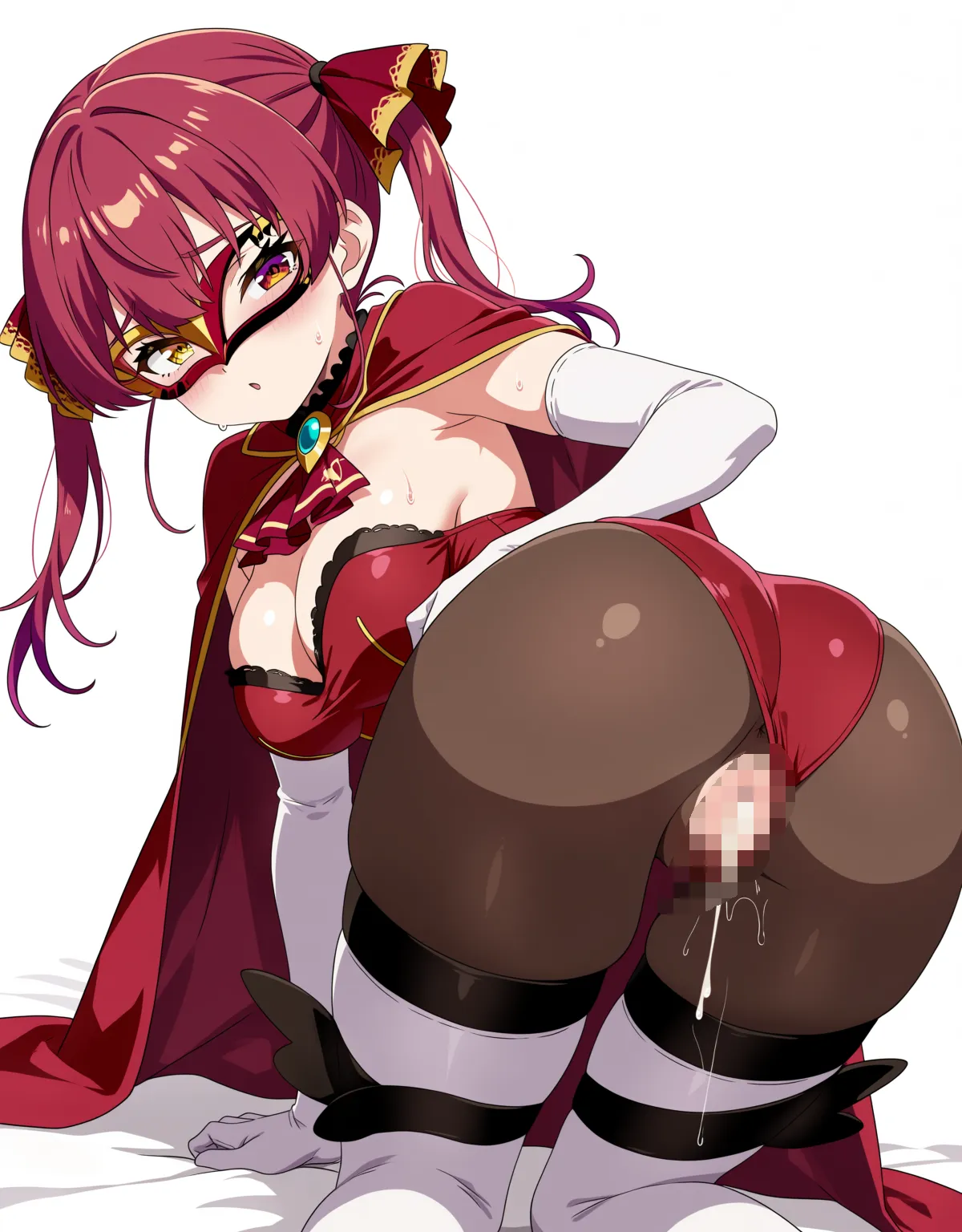 【宝鐘マリンエロ画像】パイパイ仮面衣装の宝鐘マリンが露骨なセックスアピールでハメハメ！普段より妖艶な雰囲気と仮面で何回戦でもぶっかけ中出しセックス出来てしまう！ - PAGE 046