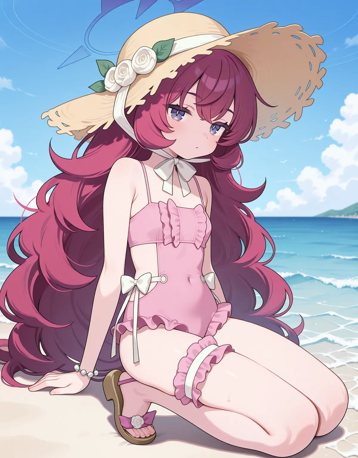 【ブルーアーカイブエロ画像】イロハがダルそうにしながらもノリノリ水着セックス！