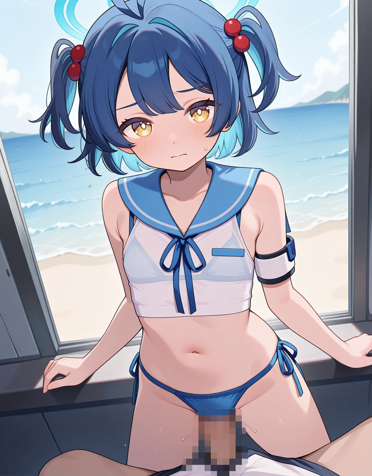 【ブルーアーカイブエロ画像】マキナが制服という名の水着でセックスを披露しちゃう！ - PAGE 044