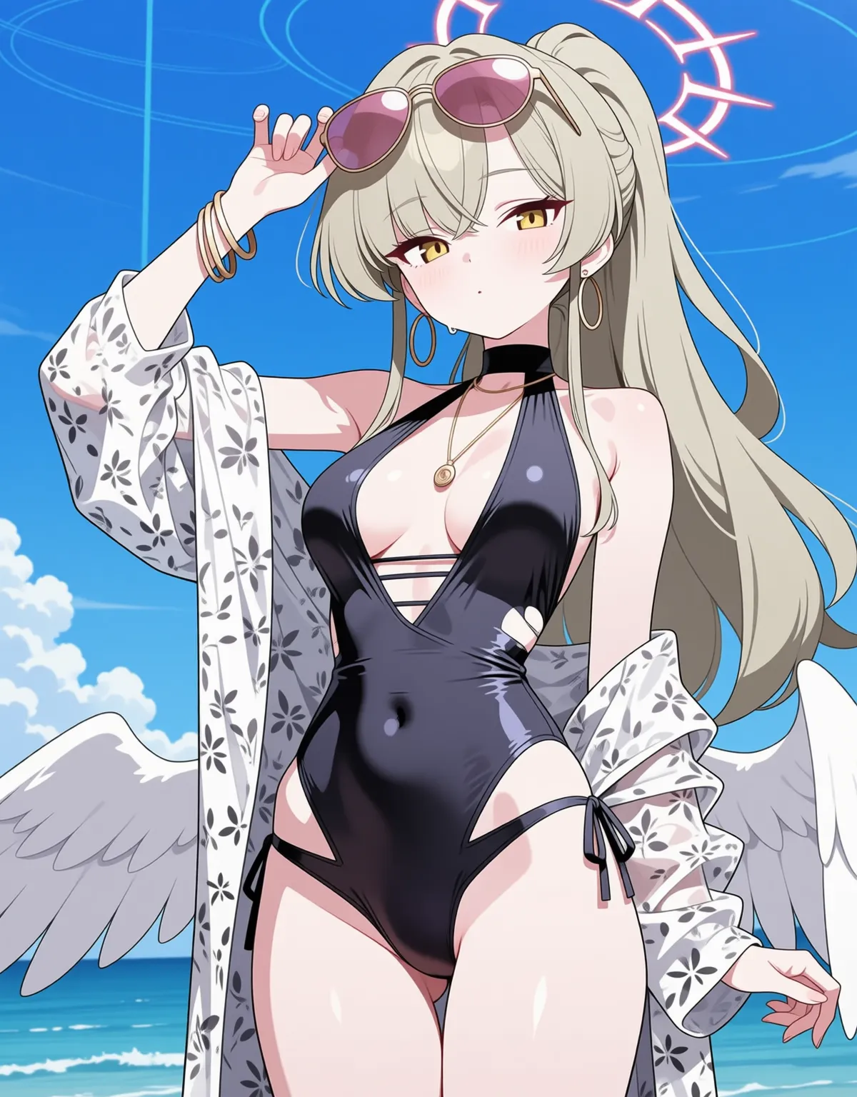 【ブルーアーカイブエロ画像】ナギサが清楚ながらもエロ水着でセックス！